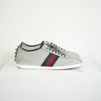 Gucci Silver Glitter Web Sneakers Size 39