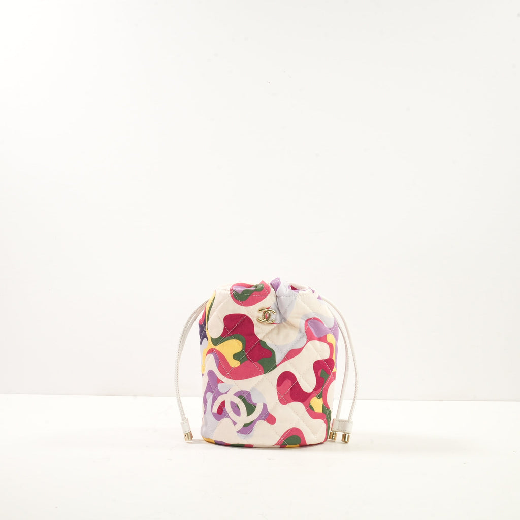 Chanel White See-Through Drawstring Bucket Bag