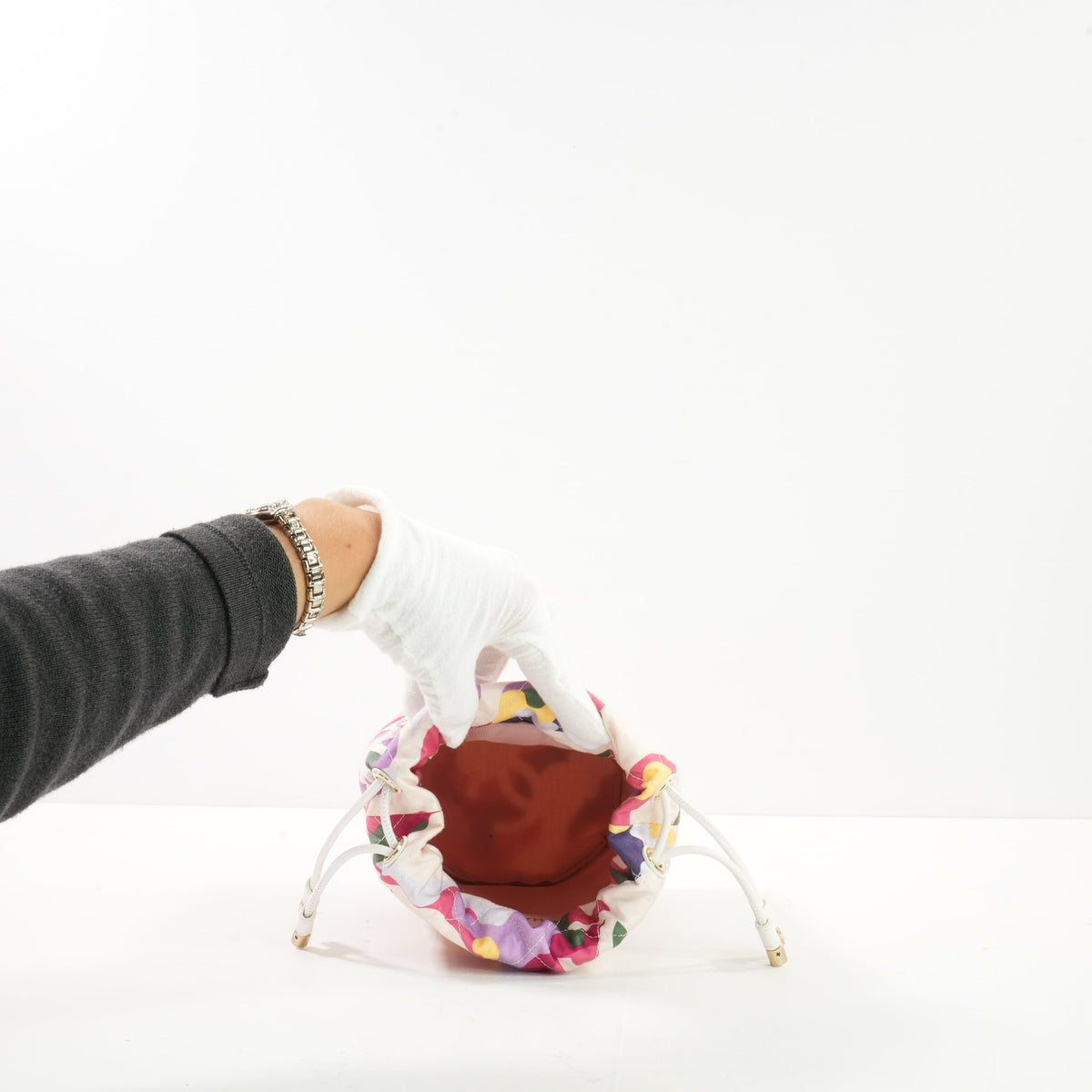 Chanel White See-Through Drawstring Bucket Bag
