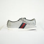Gucci Silver Glitter Web Sneakers Size 39