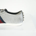 Gucci Silver Glitter Web Sneakers Size 39
