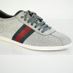 Gucci Silver Glitter Web Sneakers Size 39