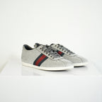 Gucci Silver Glitter Web Sneakers Size 39