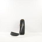 Gucci Black Grained Calffskin Leather Logo Print Messanger Bag