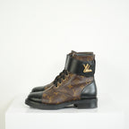 Louis Vuitton Flat Combat Boots Monogram Size 36 1/2 M