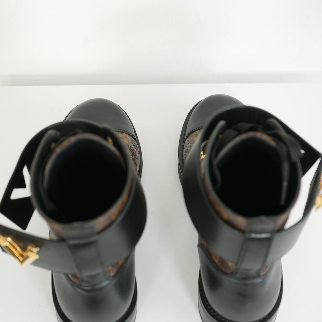 Louis Vuitton Flat Combat Boots Monogram Size 36 1/2 M