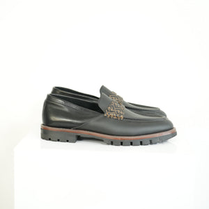 Fendi O'Lock Zucca Leather Loafers Size 11