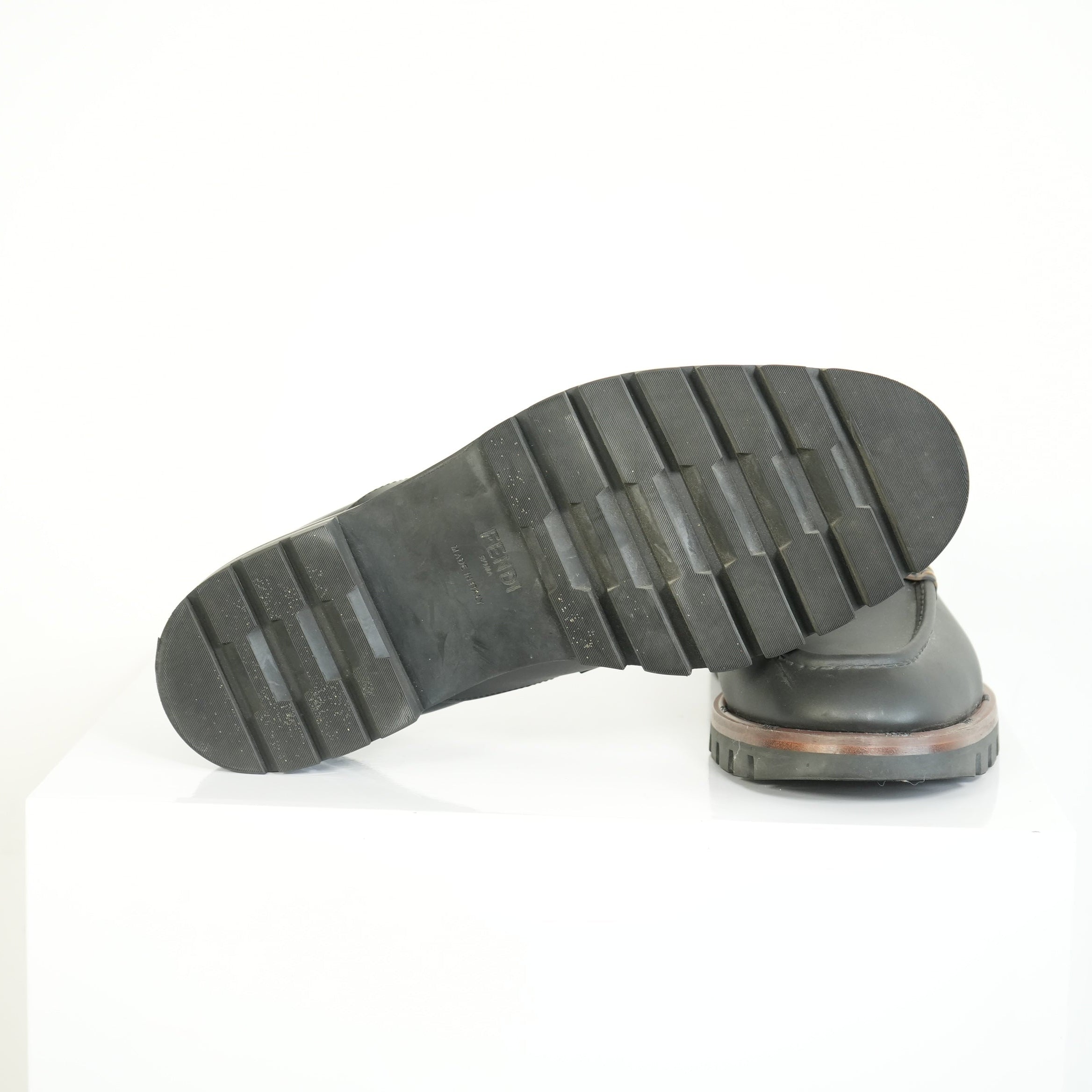Fendi O'Lock Zucca Leather Loafers Size 11