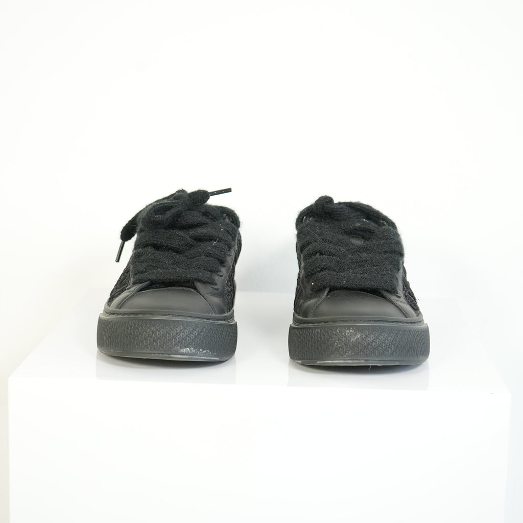 Christian Dior B33 Black Smooth Calfskin Oblique Embroidery Sneakers Size 44