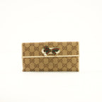 Gucci Beige/Brown Canavs Princy GG Canvas Bow Long Wallet