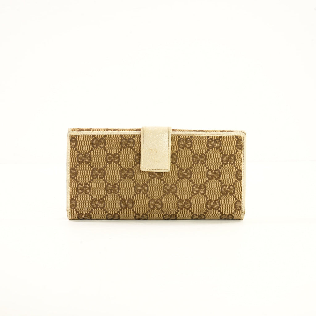 Gucci Beige/Brown Canavs Princy GG Canvas Bow Long Wallet