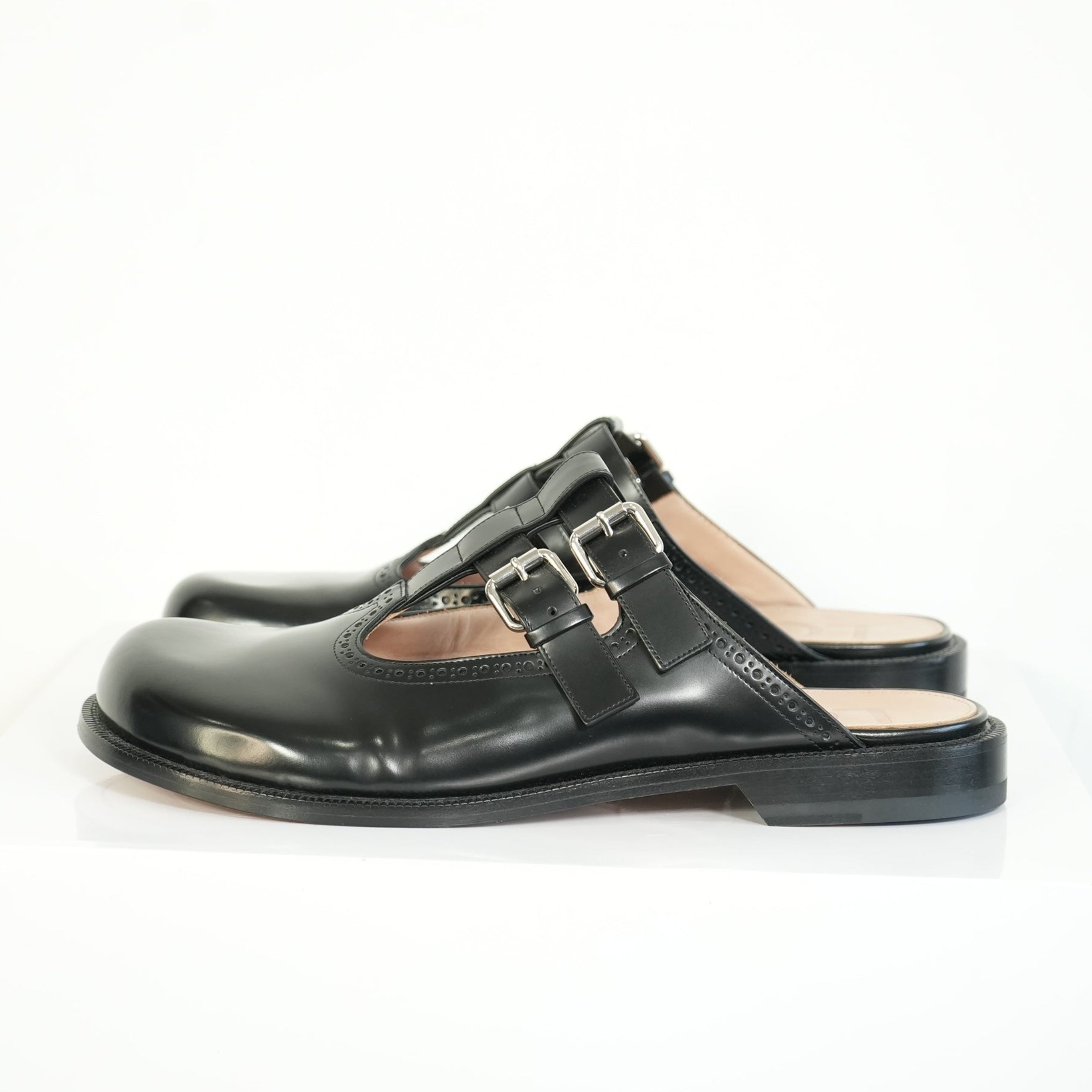 Loewe Campo Leather Mary Janes Mules Size 45