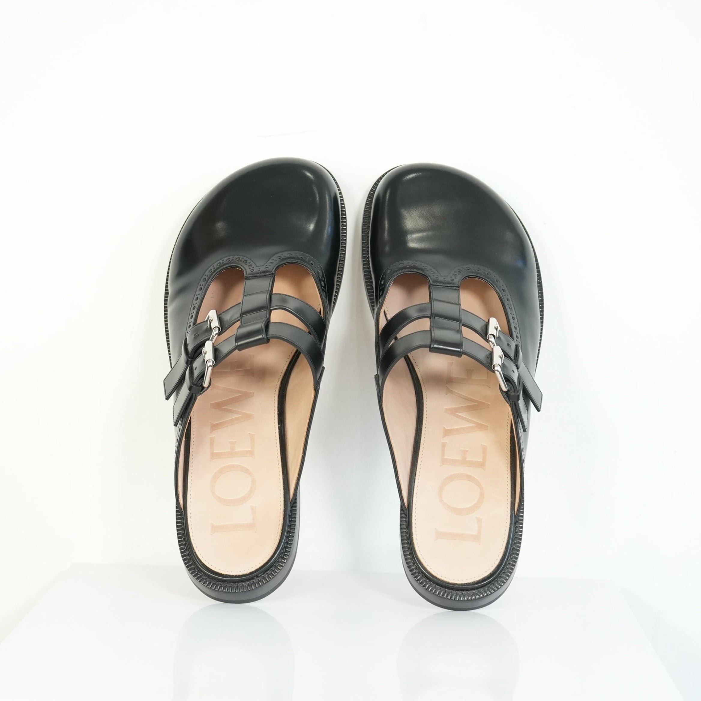Loewe Campo Leather Mary Janes Mules Size 45