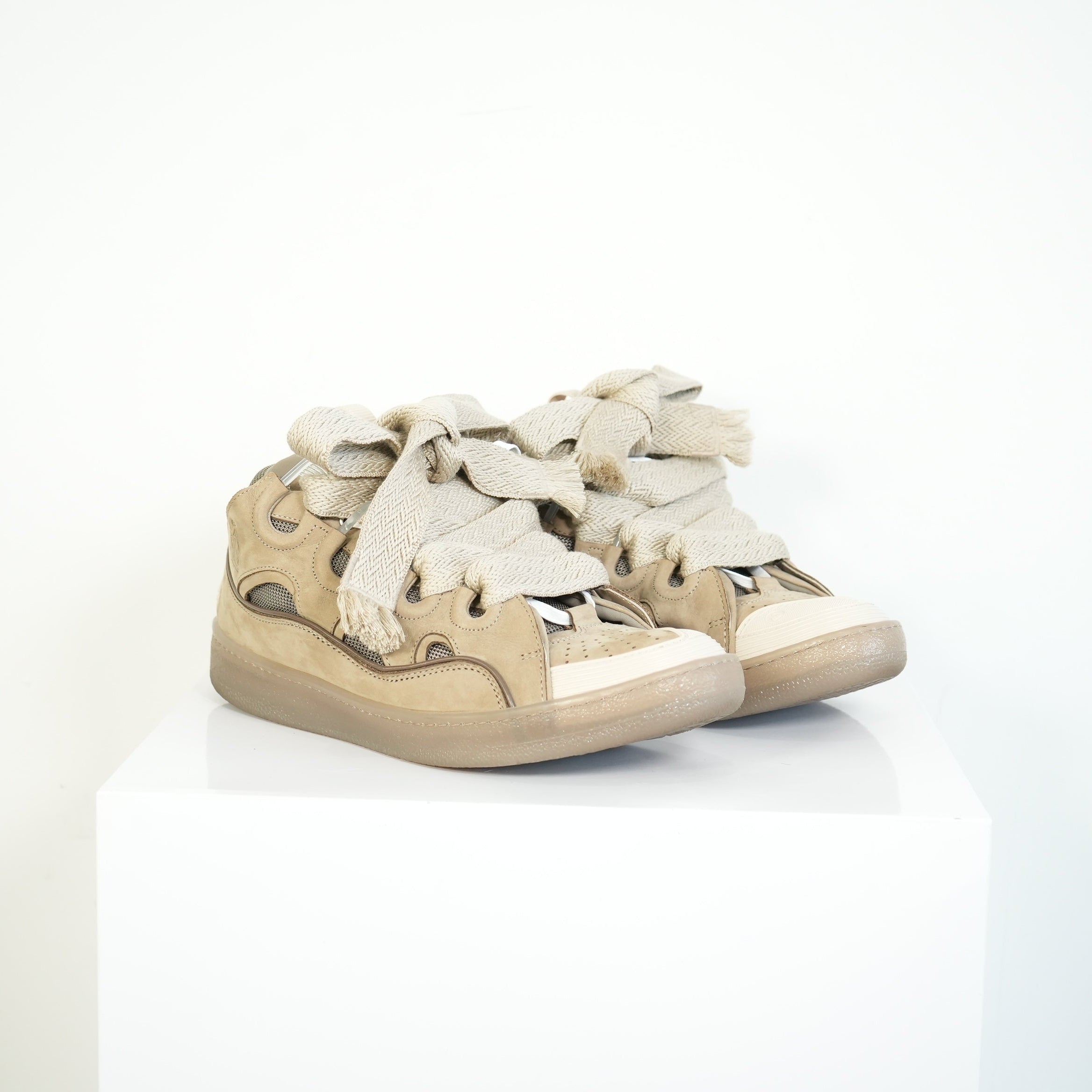 Lanvin Curb Taupe Beige Sneakers Size 44