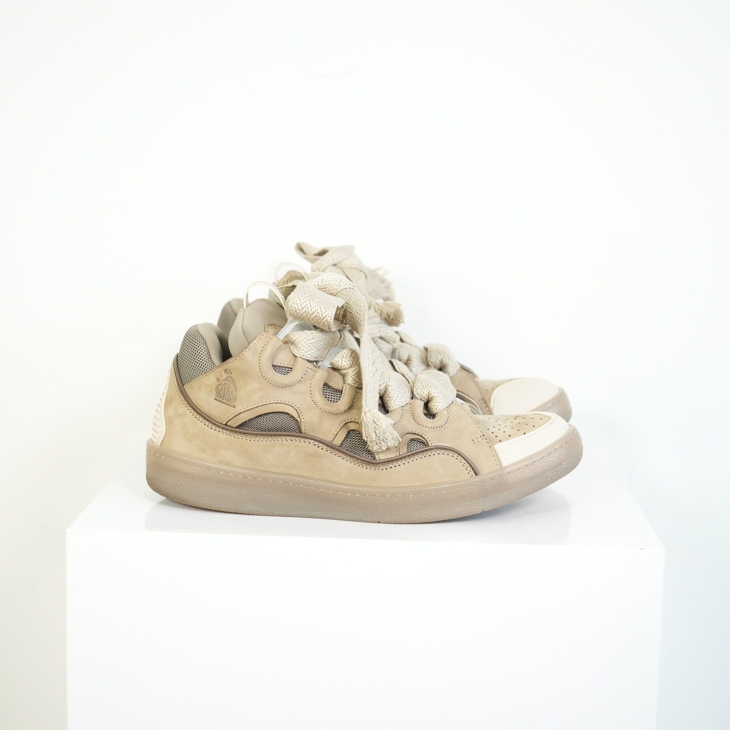 Lanvin Curb Taupe Beige Sneakers Size 44