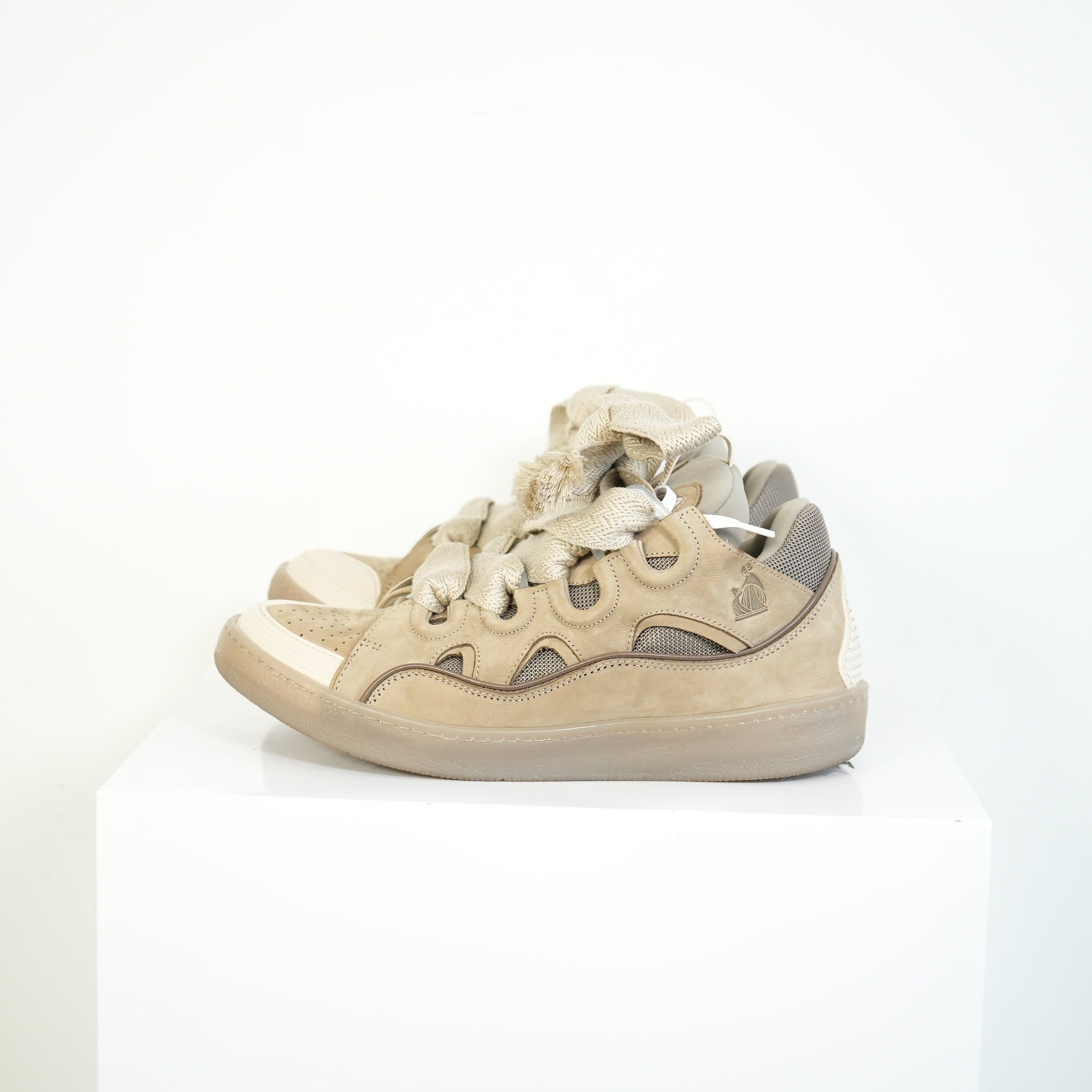 Lanvin Curb Taupe Beige Sneakers Size 44