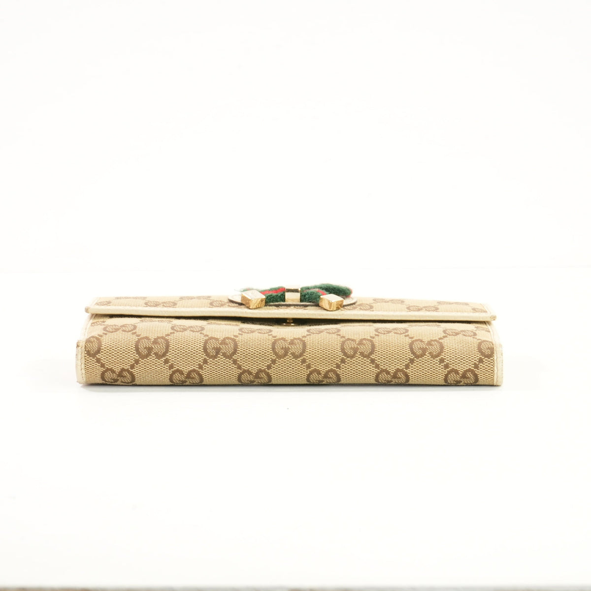Gucci Beige/Brown Canavs Princy GG Canvas Bow Long Wallet