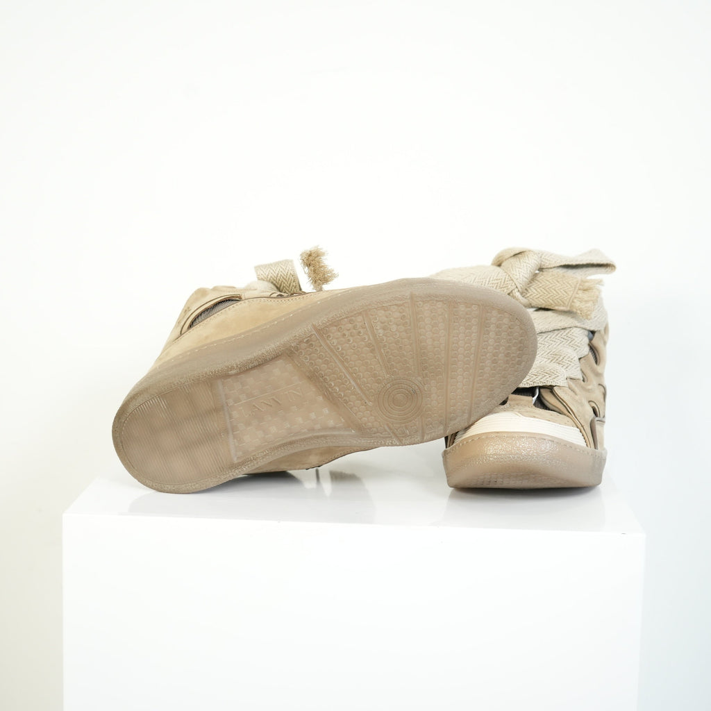 Lanvin Curb Taupe Beige Sneakers Size 44