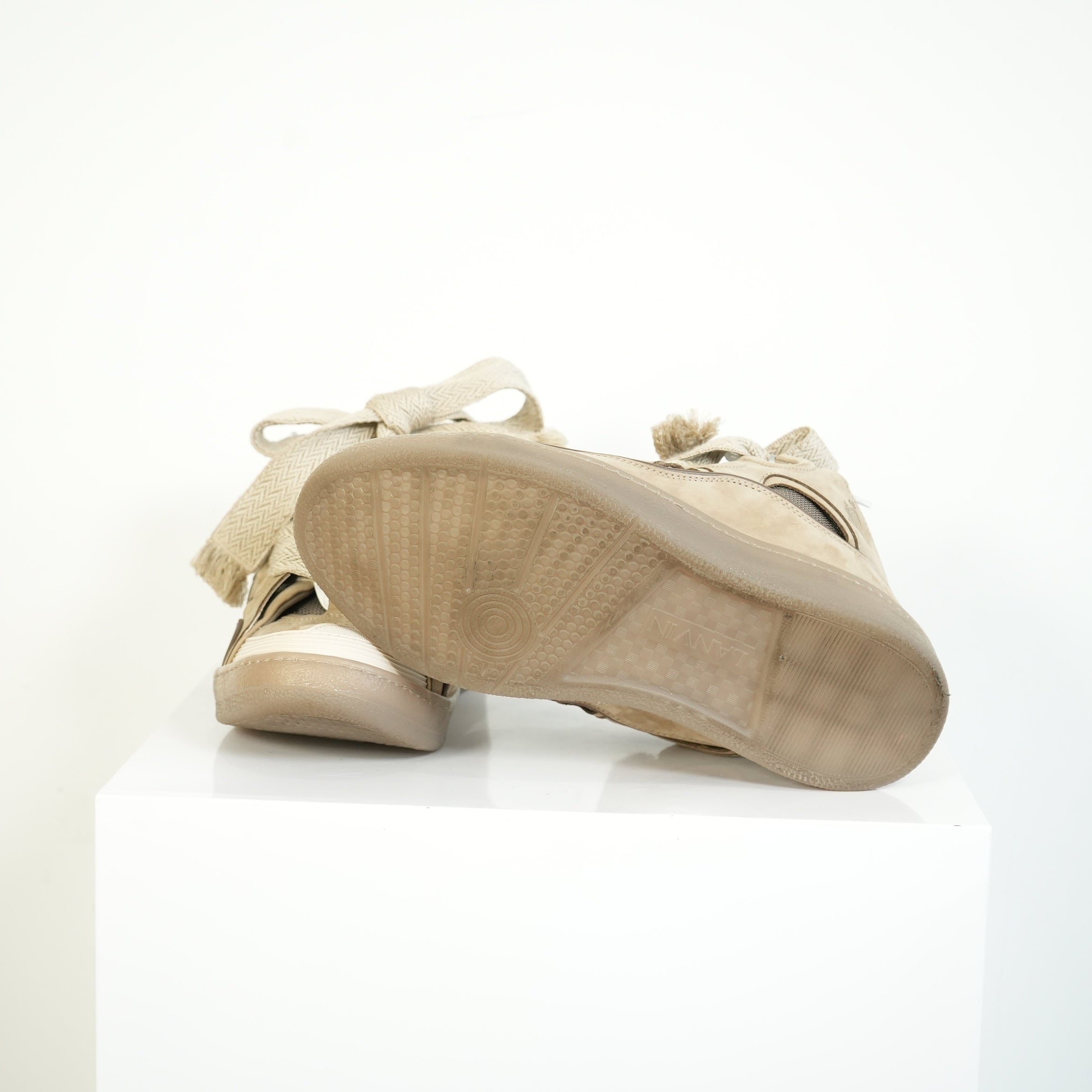 Lanvin Curb Taupe Beige Sneakers Size 44
