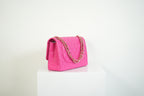 Chanel Hot Pink Quilted Lambskin Classic Double Flap Bag Gold Hardware Medium