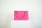 Chanel Hot Pink Quilted Lambskin Classic Double Flap Bag Gold Hardware Medium