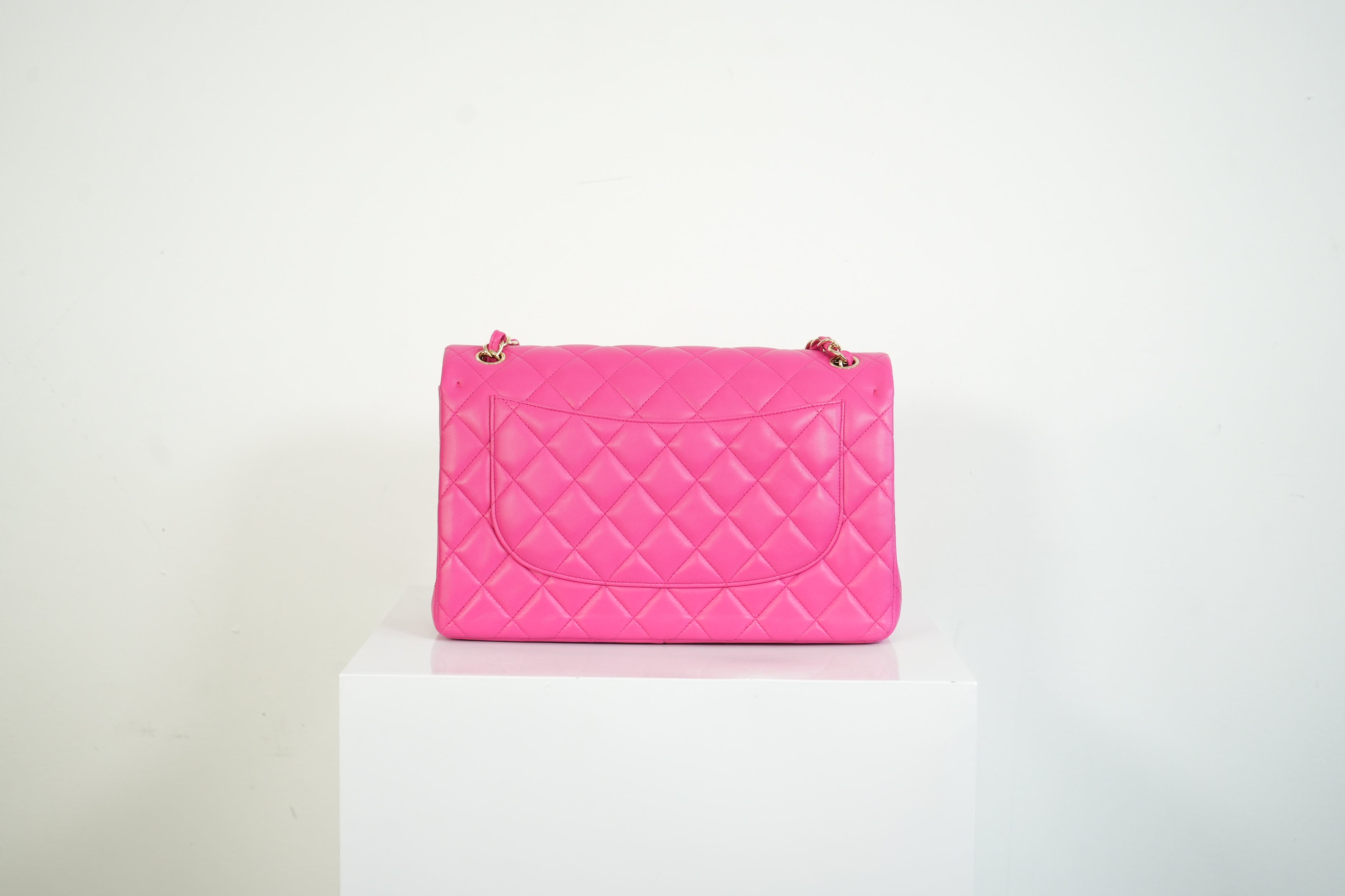 Chanel Hot Pink Quilted Lambskin Classic Double Flap Bag Gold Hardware Medium