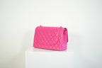Chanel Hot Pink Quilted Lambskin Classic Double Flap Bag Gold Hardware Medium