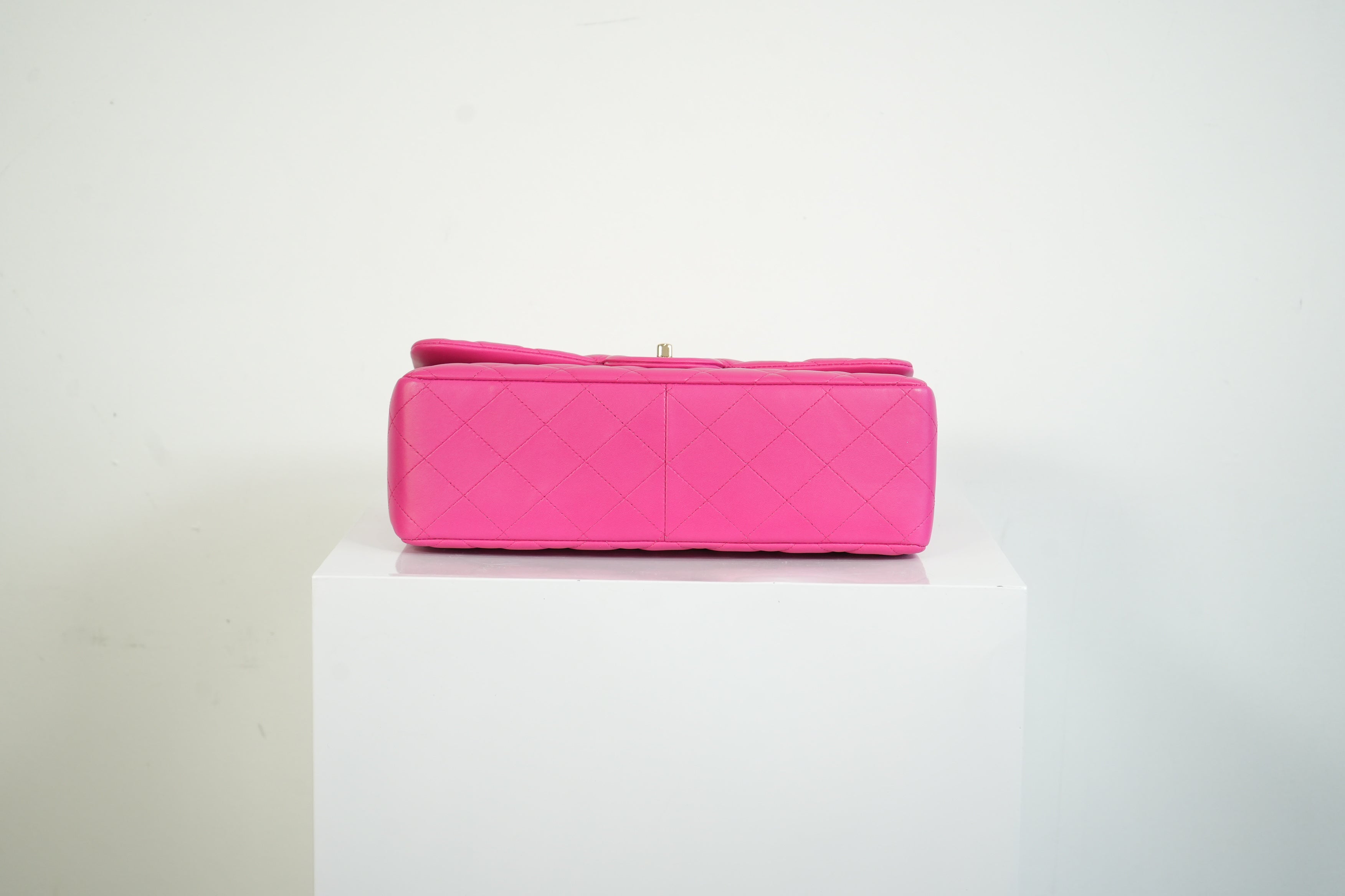 Chanel Hot Pink Quilted Lambskin Classic Double Flap Bag Gold Hardware Medium