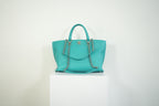 Chanel Turquoise Quilted Leather Shopping Tote Bag Silver Hardware
