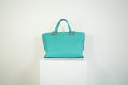 Chanel Turquoise Quilted Leather Shopping Tote Bag Silver Hardware