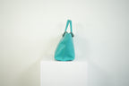 Chanel Turquoise Quilted Leather Shopping Tote Bag Silver Hardware