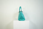 Chanel Turquoise Quilted Leather Shopping Tote Bag Silver Hardware