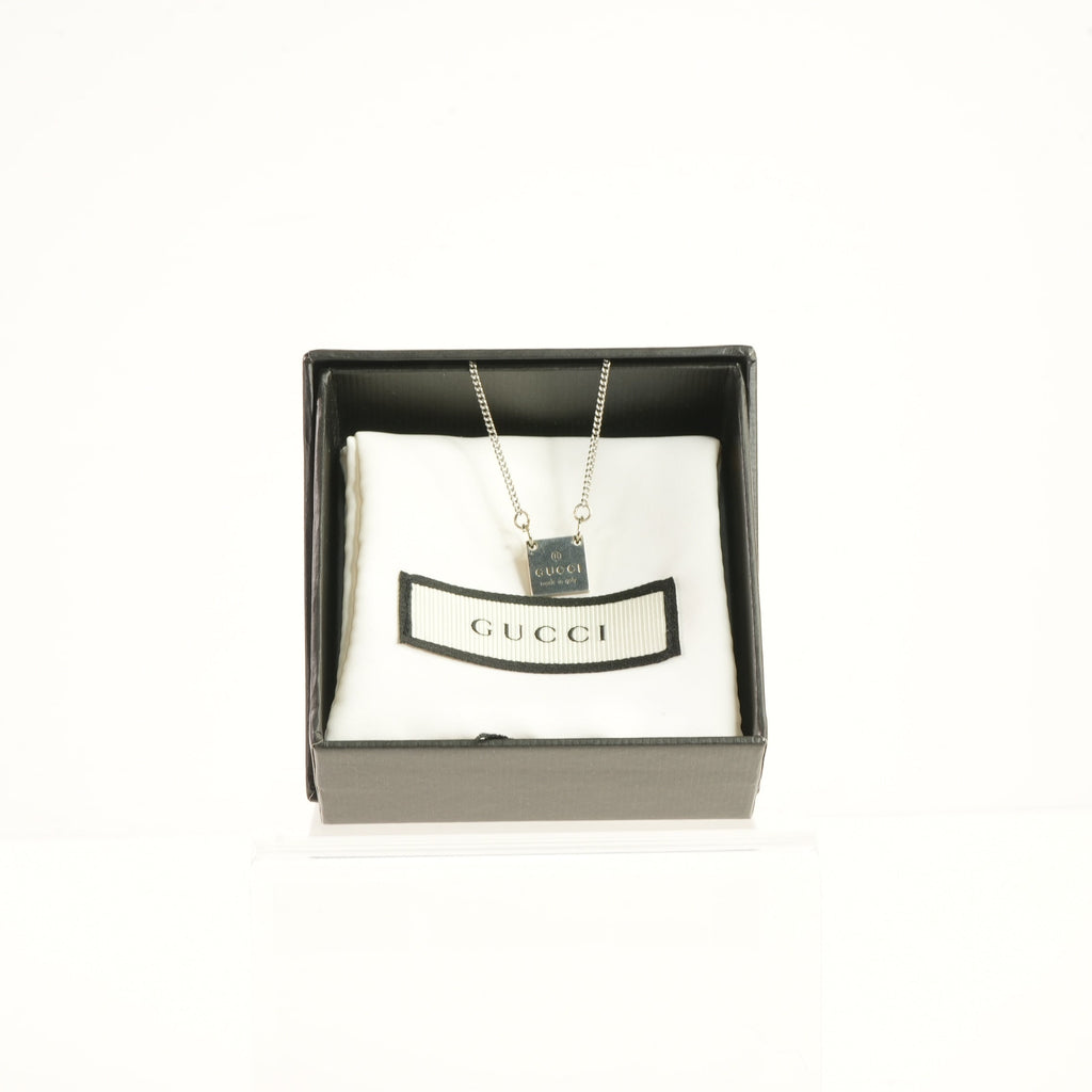 Gucci Trademarrk Logo Square Pendant Necklace, Full Set