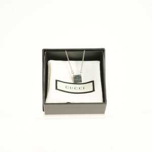 Gucci Trademarrk Logo Square Pendant Necklace, Full Set