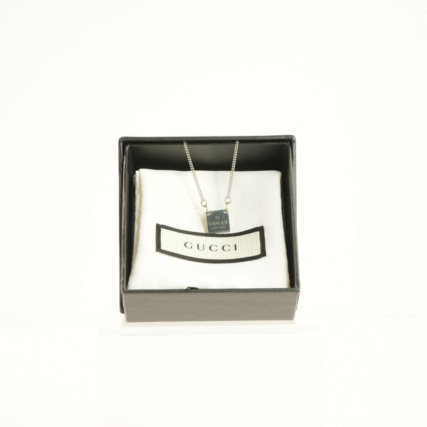 Gucci Trademarrk Logo Square Pendant Necklace, Full Set