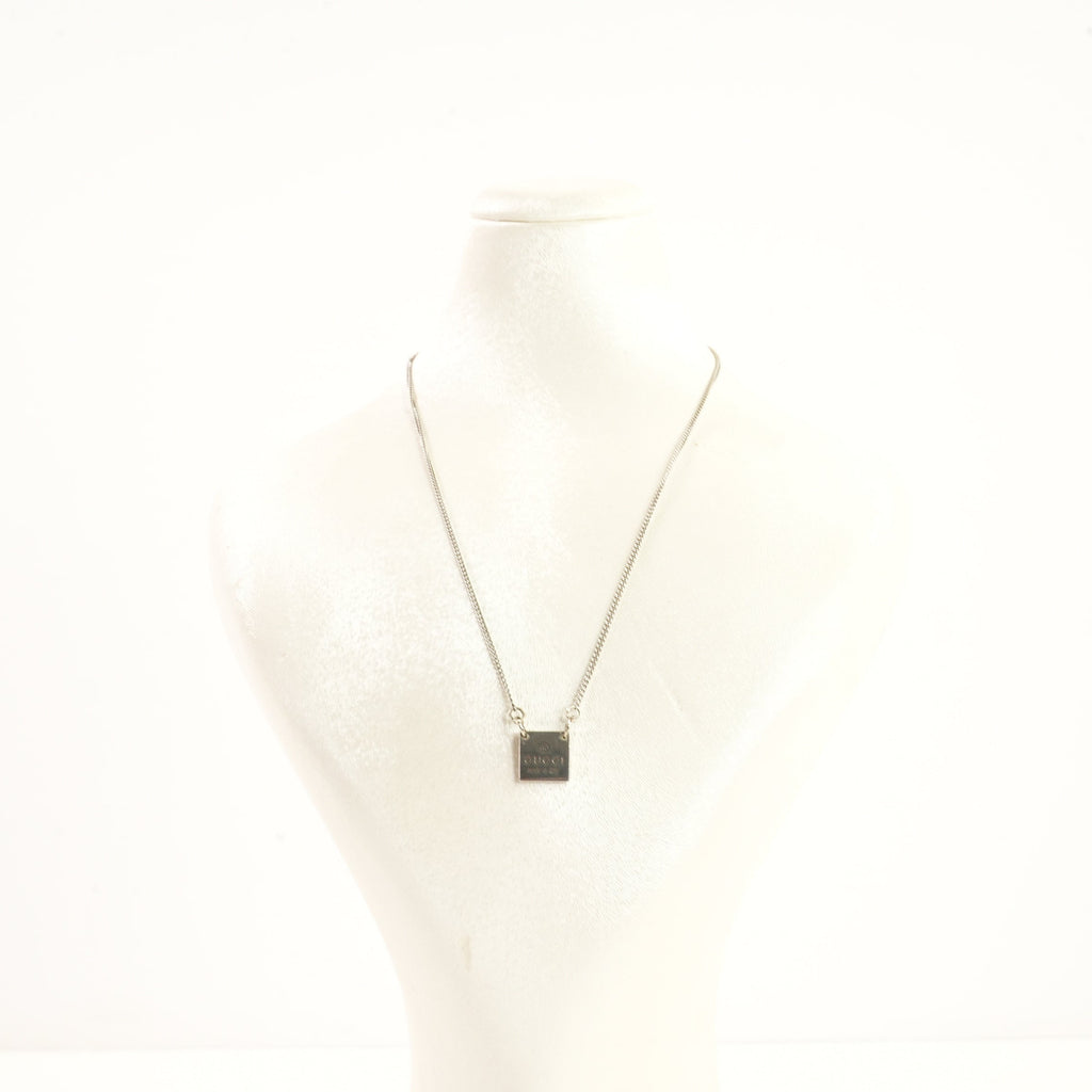 Gucci Trademarrk Logo Square Pendant Necklace, Full Set