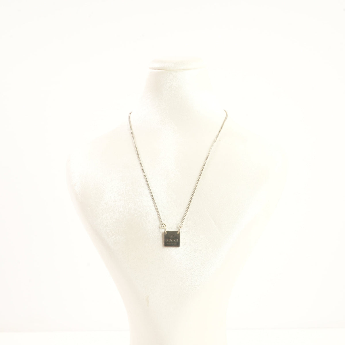 Gucci Trademarrk Logo Square Pendant Necklace, Full Set