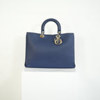 Christion Dior Diorissimo Large Tote Blue Leather Silver Hardware