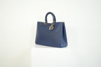 Christion Dior Diorissimo Large Tote Blue Leather Silver Hardware