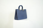 Christion Dior Diorissimo Large Tote Blue Leather Silver Hardware