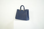 Christion Dior Diorissimo Large Tote Blue Leather Silver Hardware