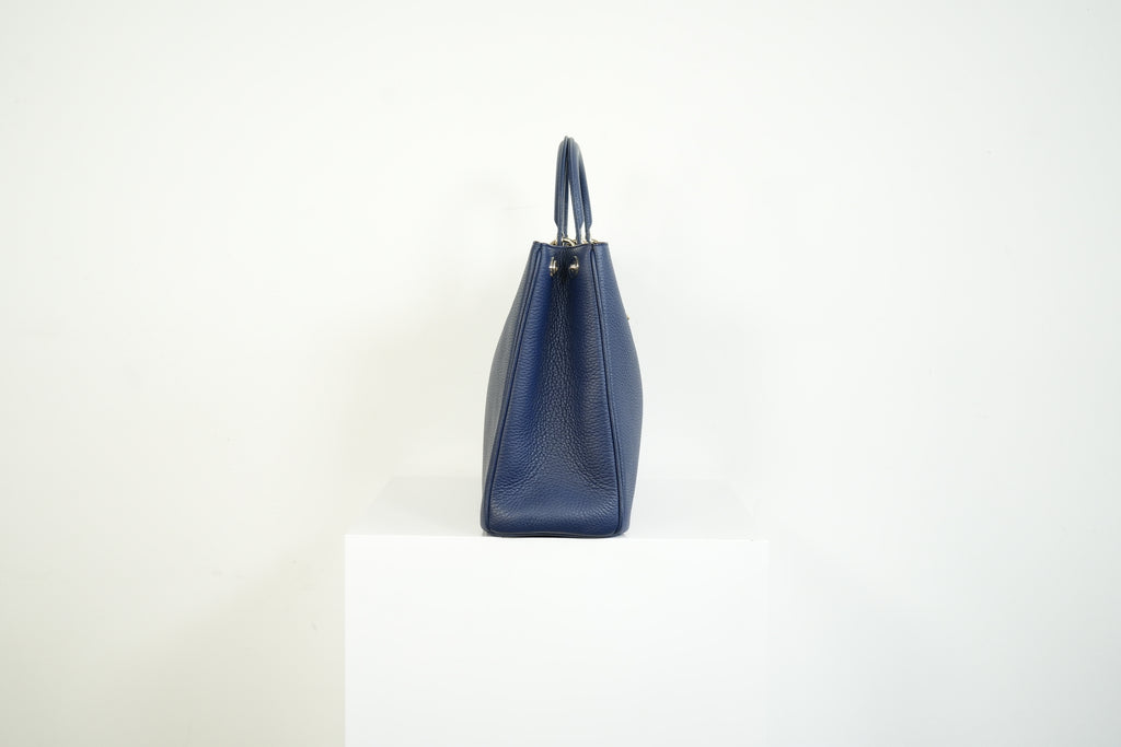 Christion Dior Diorissimo Large Tote Blue Leather Silver Hardware