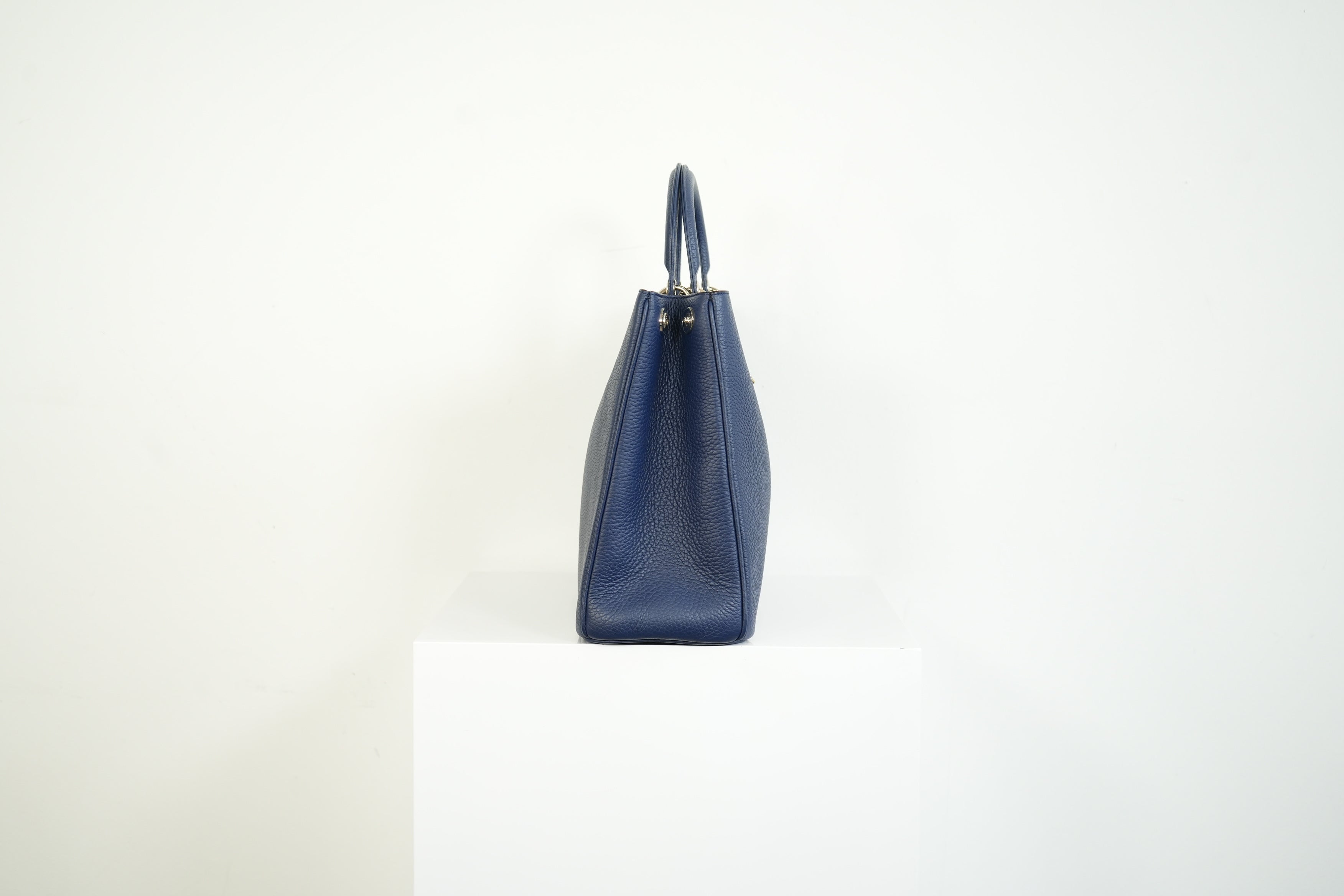 Christion Dior Diorissimo Large Tote Blue Leather Silver Hardware