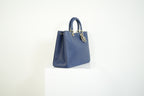 Christion Dior Diorissimo Large Tote Blue Leather Silver Hardware