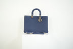 Christion Dior Diorissimo Large Tote Blue Leather Silver Hardware