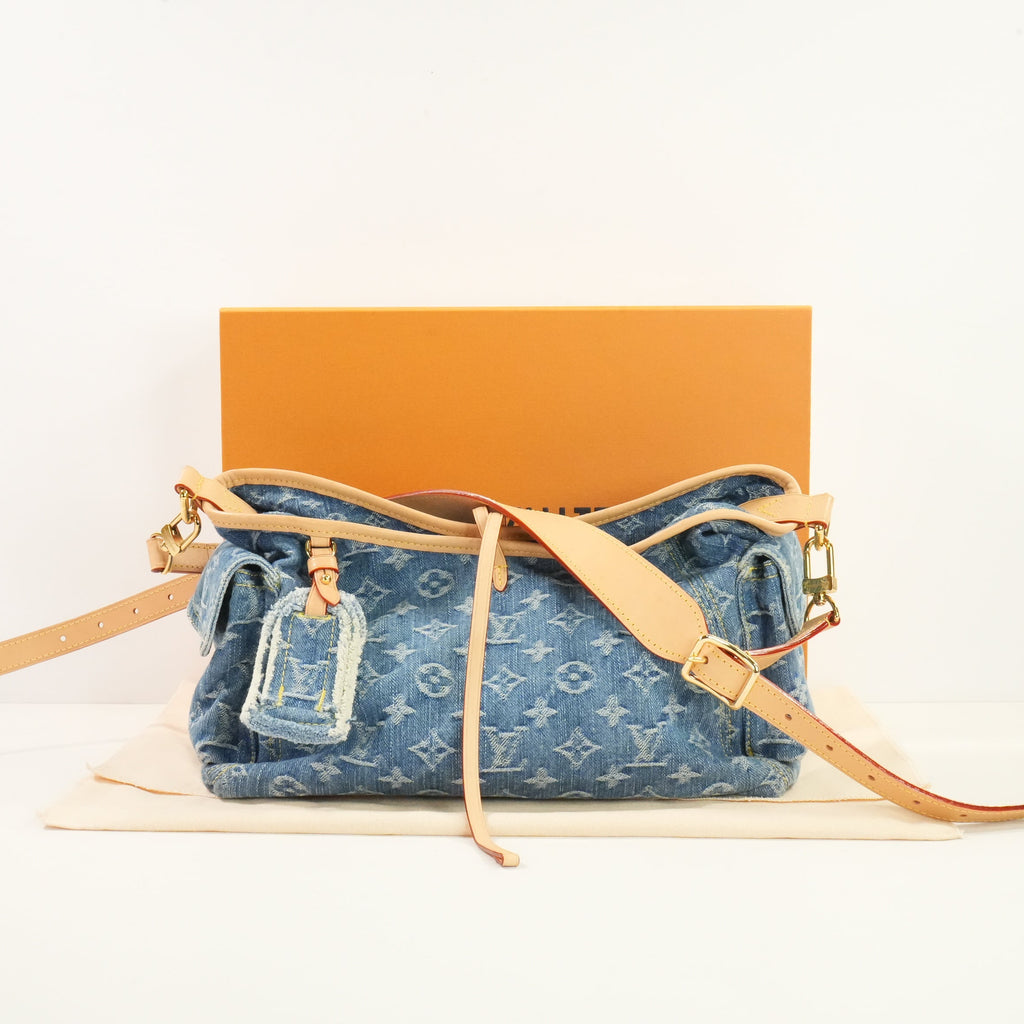 Louis Vuitton Monogram Denim CarryAll Cargo PM Bag Full Set
