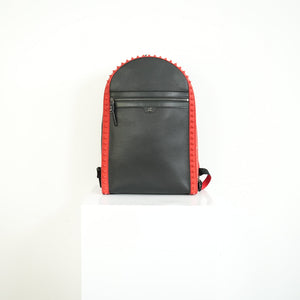 Christian Louboutin Black Leather Backpack Red Spiked Trim