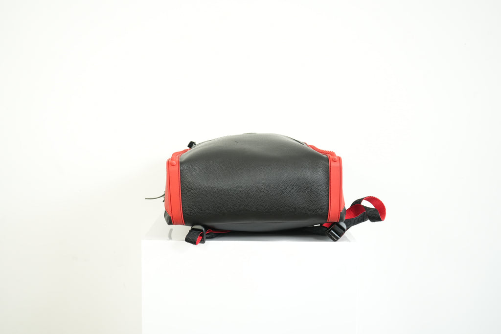 Christian Louboutin Black Leather Backpack Red Spiked Trim