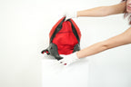 Christian Louboutin Black Leather Backpack Red Spiked Trim