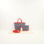Louis Vuitton x Takashi Murakami Monogram Denim Cerises Neverfull Inside Out BB , Full Set W/Bag